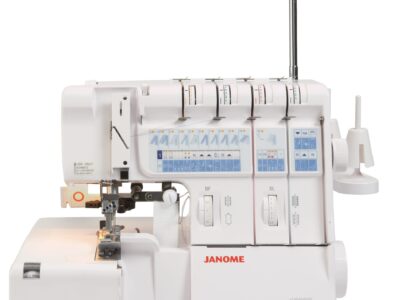 Janome 1200D Overlocker unfolded Side-View. Janome Overlockers. Delivery Available in Kent.